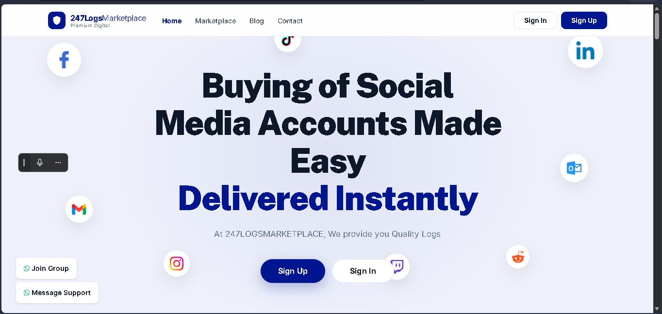 247logsMarketplace - Social Media Logs Website